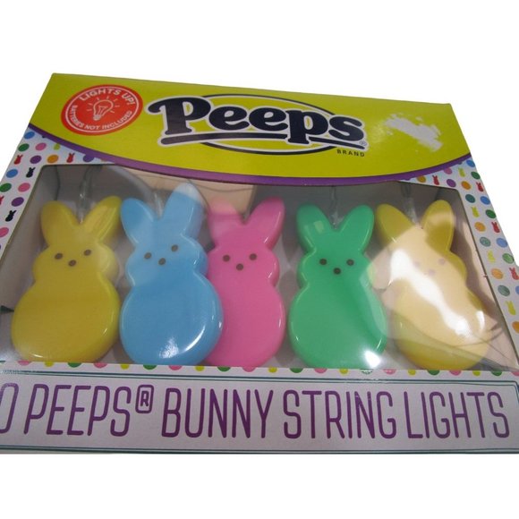 Peeps Bunny String 10 Light Batteries Not Included New Easter Bonnets or Baskets - Picture 5 of 15